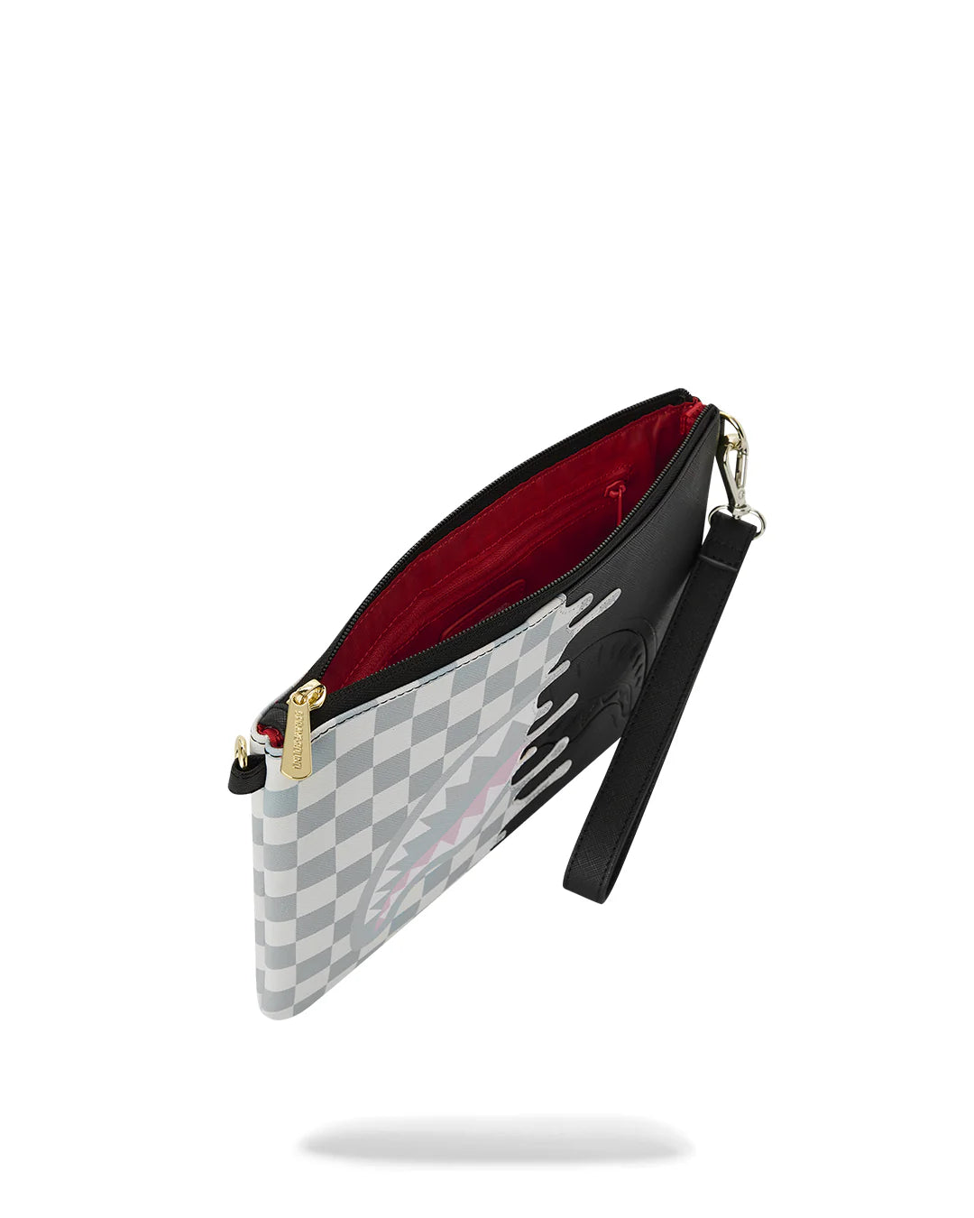 SPRAYGROUND B8919  CLUTCH CREAM CHECK SIDE DRIP CROSSOVER CLUTCH