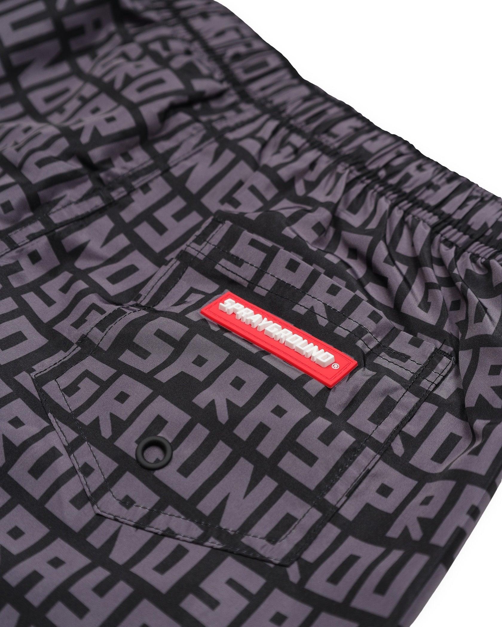 Pantaloncini neri uomo con stampa logo Sprayground e tasca posteriore, stile streetwear