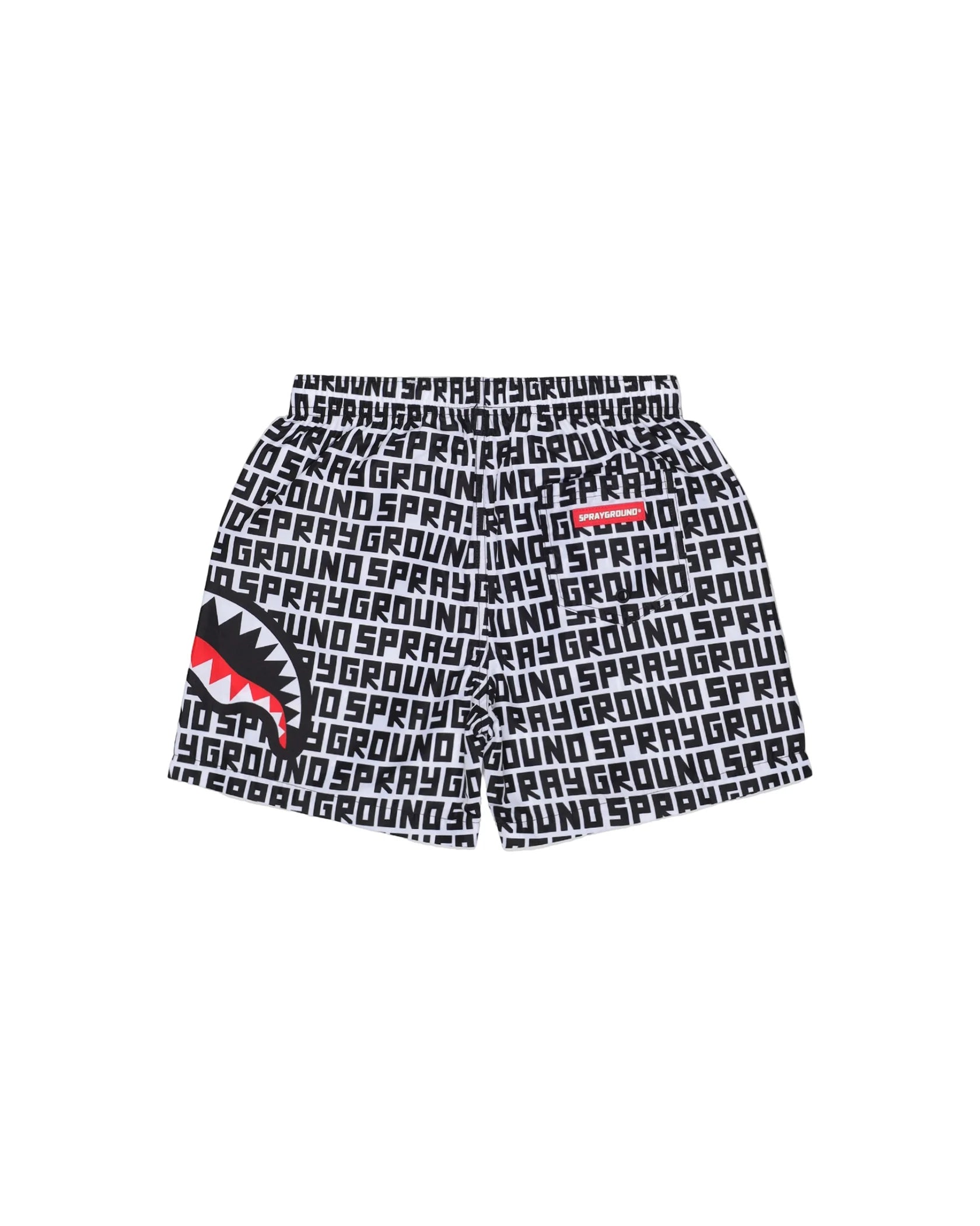 SPRAYGROUND SP917WHT SWIM SUIT SHARK CENTRAL INFINITY SWIM TRUNKS WHT