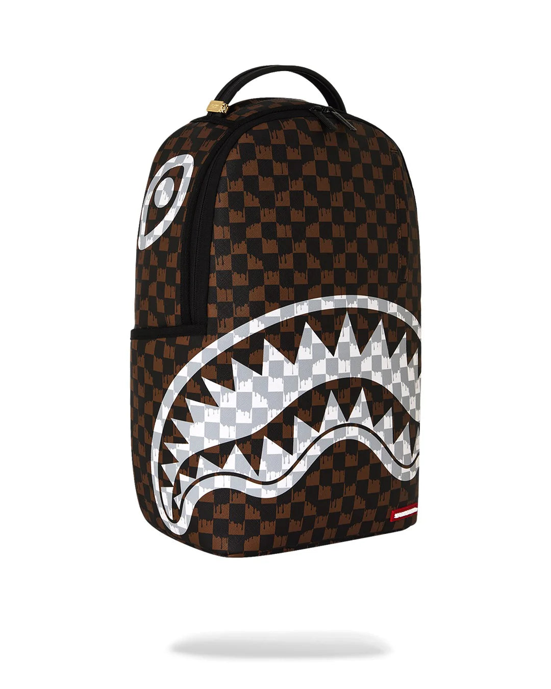 SPRAYGROUND B8552  BACKPACK BROWN AND CREAM DRIP CHECK SHARK BACKPACK