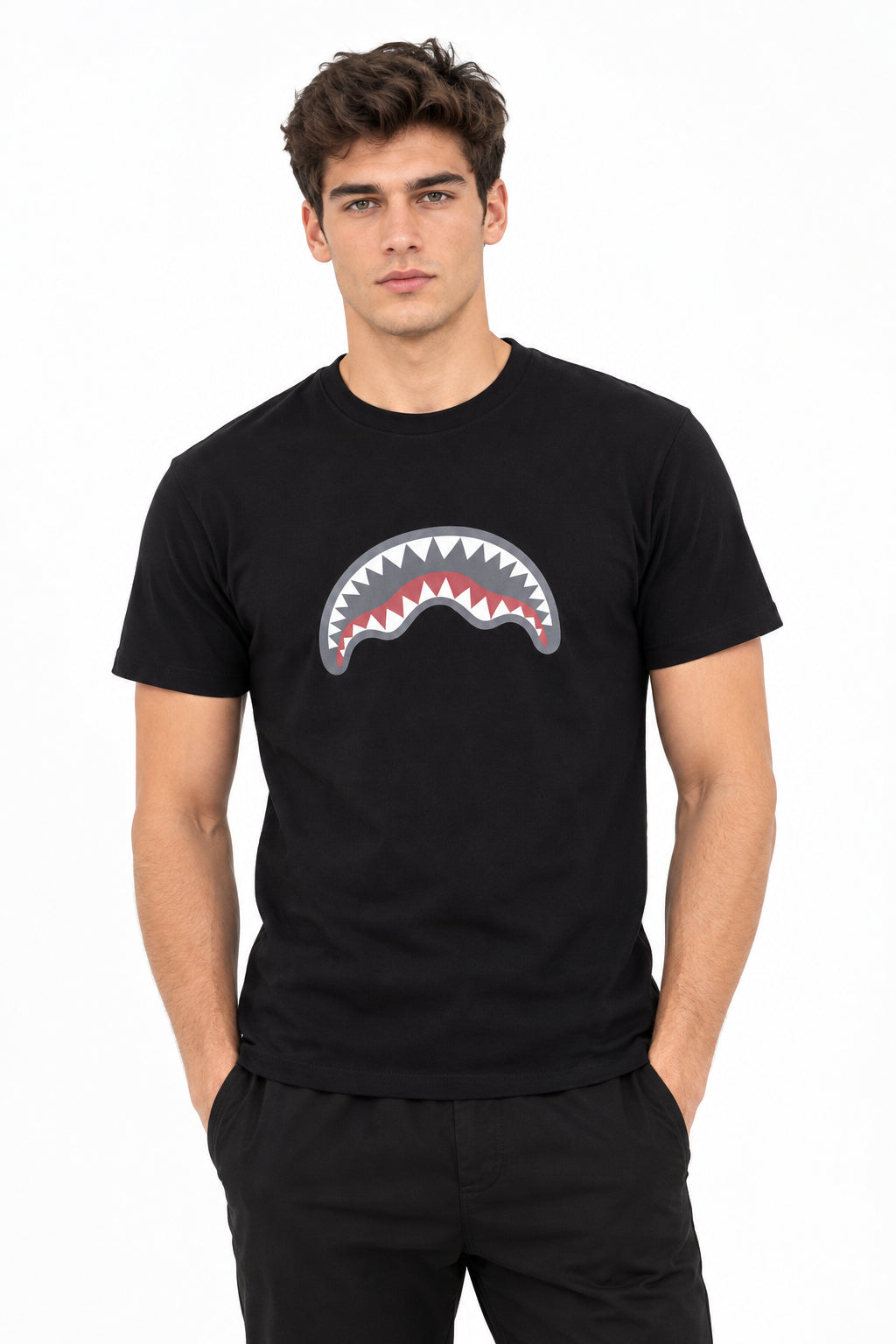 T-shirt Sprayground 3D Shark Regular Black vista frontale