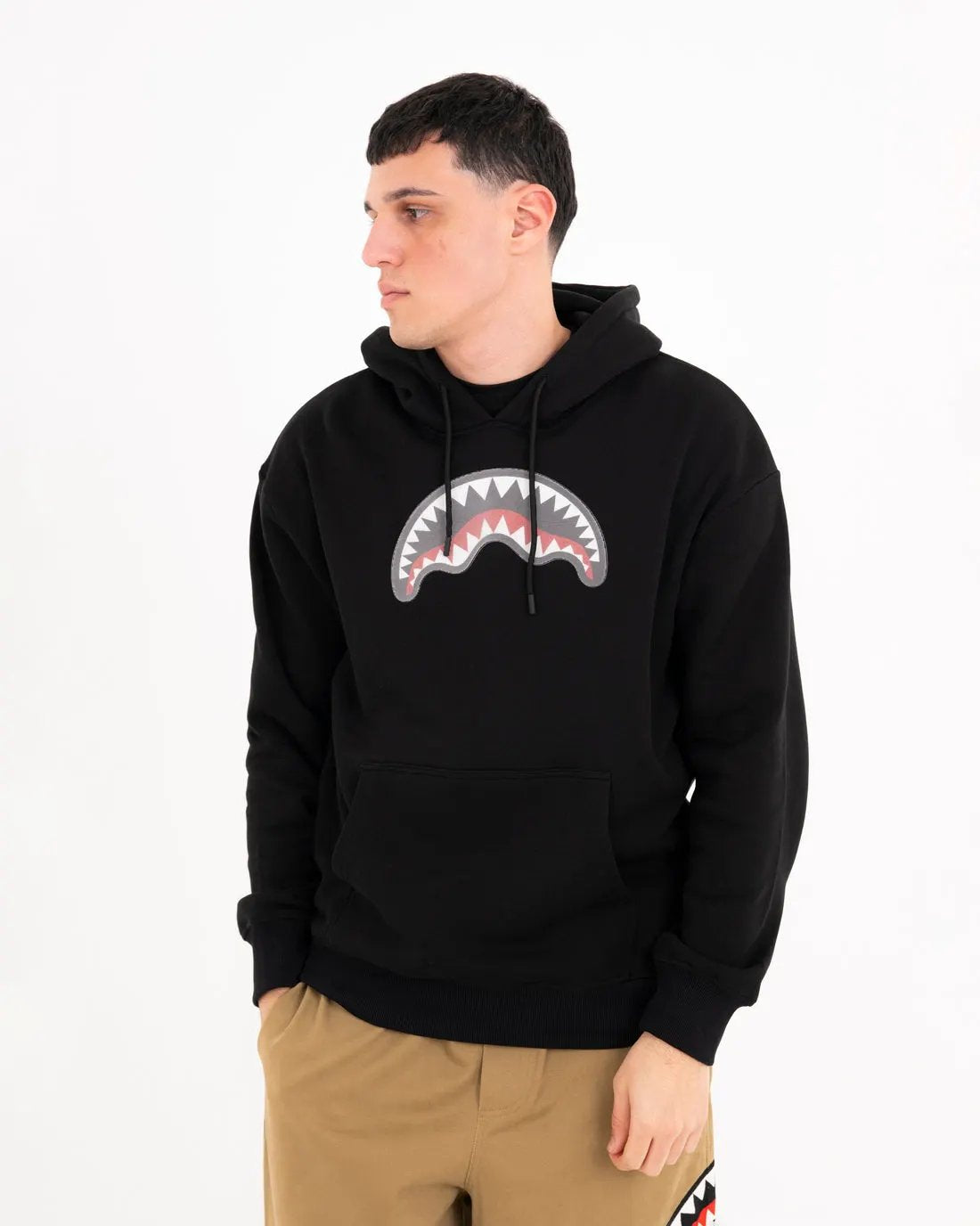 Sprayground Felpa con cappuccio 3D Shark Regular Hoodie SP946GBLK Nero - Vista frontale