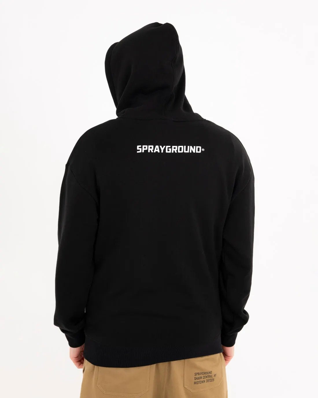 Sprayground Felpa con cappuccio 3D Shark Regular Hoodie SP946GBLK Nero - Dettaglio grafica 3D shark
