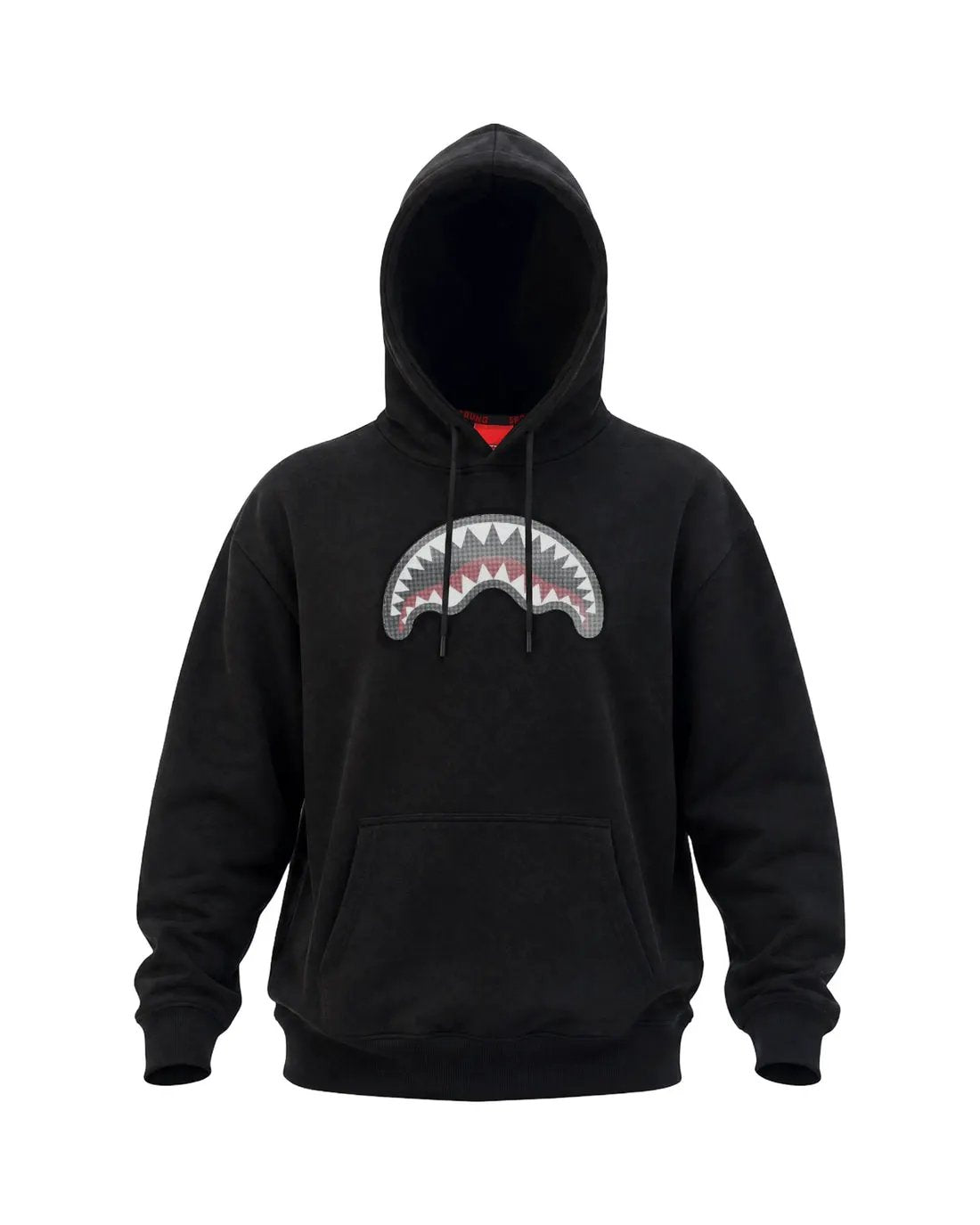 Sprayground Felpa con cappuccio 3D Shark Regular Hoodie SP946GBLK Nero - Dettaglio polsini e fit