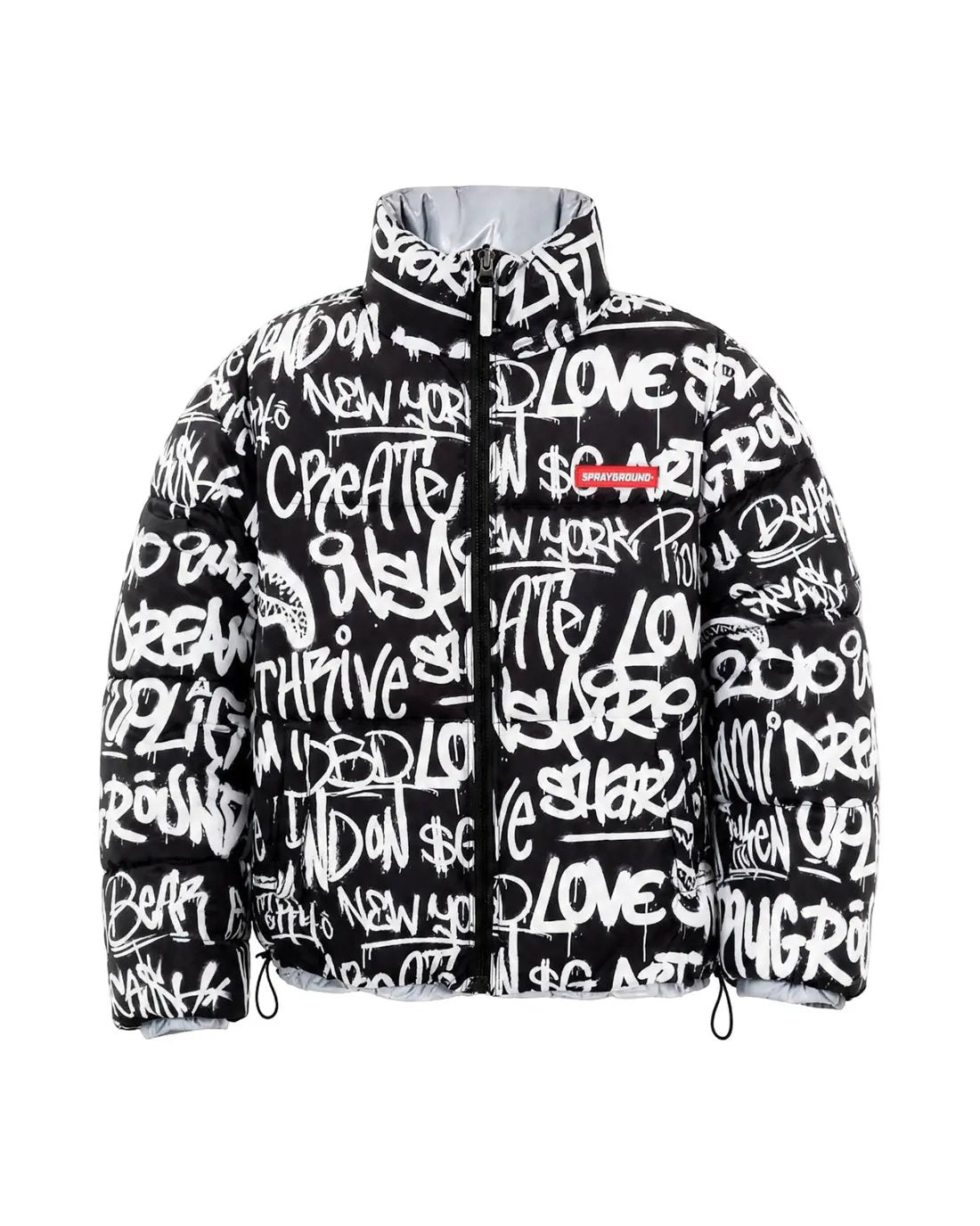 Sprayground SP942 Graffiti Reflective Double Padded Jacket - Vista frontale indossata