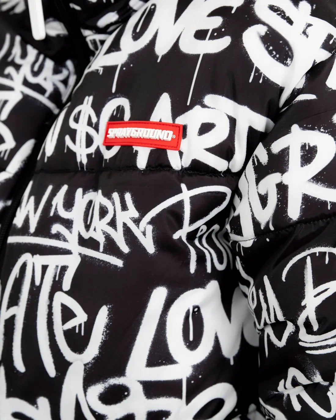 Sprayground SP942 Graffiti Reflective Double Padded Jacket - Dettaglio tessuto riflettente