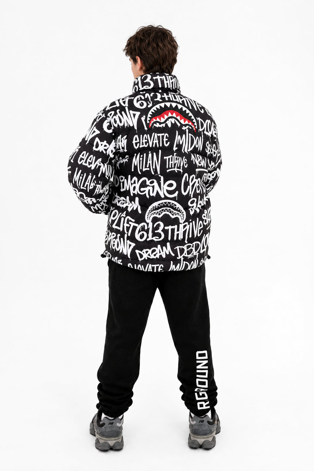 Sprayground SP942 Graffiti Reflective Double Padded Jacket - Dettaglio manica e polsino