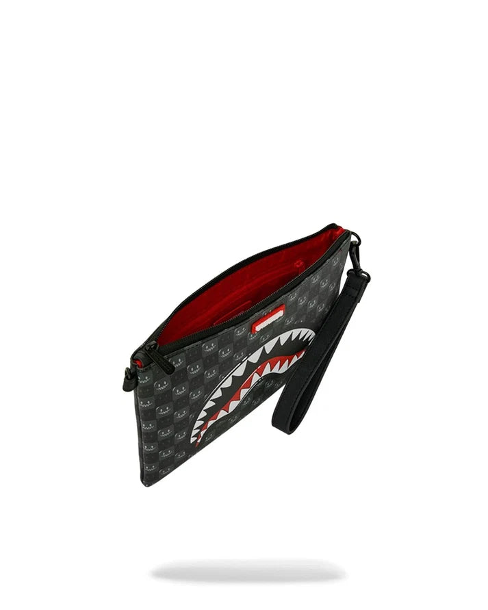 SPRAYGROUND B9318  CLUTCH SHARKS IN PARIS WTF BUBBLY BLACK CHECK CROSSOVER