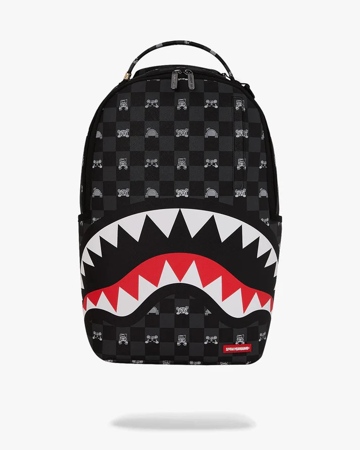 SPRAYGROUND B8872  BACKPACK GRAY PEEKING CHARACTER CHECK