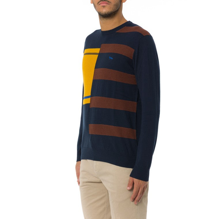 Harmont&Blaine HRP821030788 801  KNIT PARICOLLO COLOR BLOCK RIGHE SPEZZATE - Atelier Fratelli Carbè