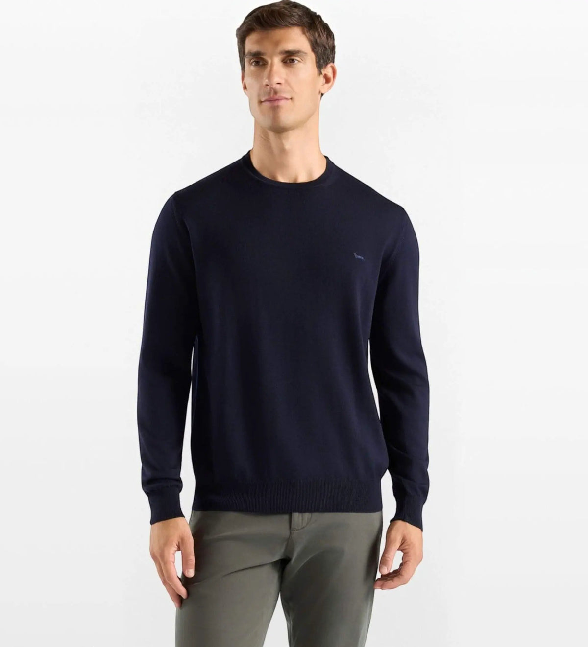 Harmont & Blaine Maglione Paricollo Basic Merino HRR001030478 Blu Navy - Vista frontale