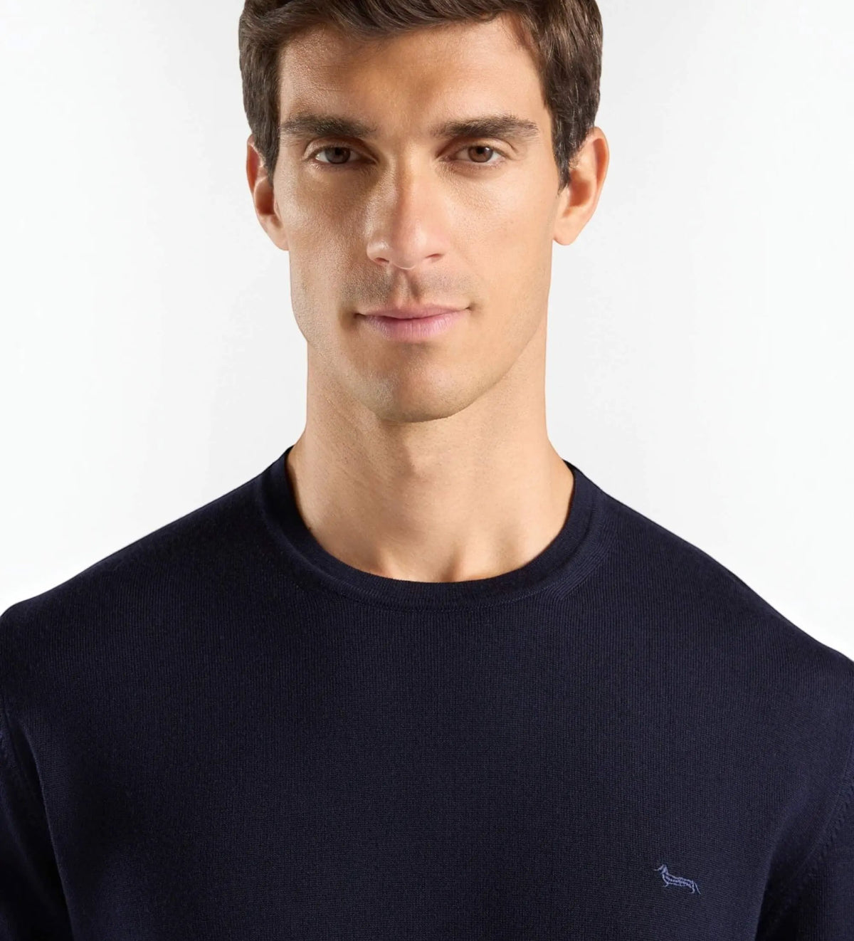 Harmont & Blaine Maglione Paricollo Basic Merino HRR001030478 Blu Navy - Vista posteriore