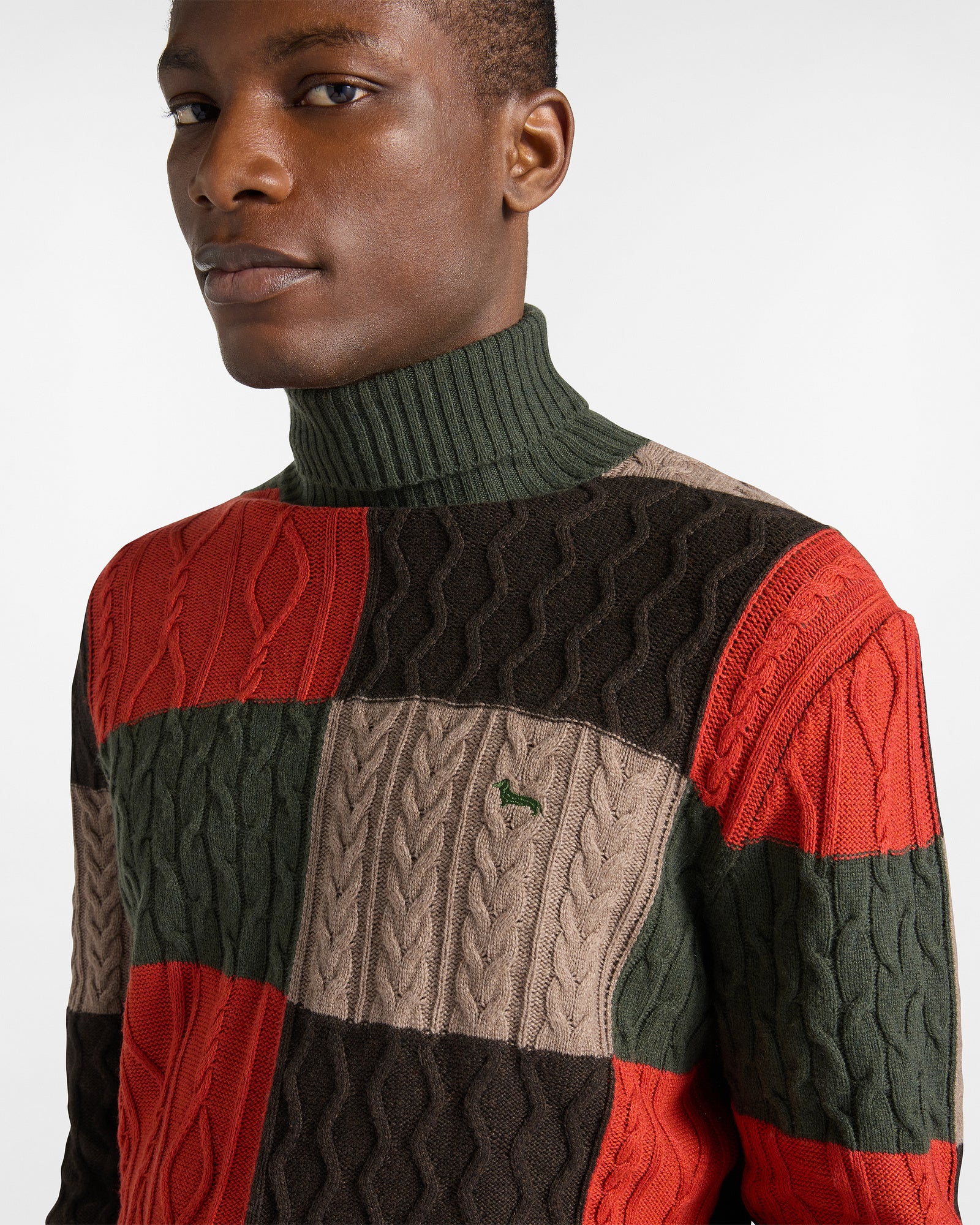 Harmont&Blaine HRP799030646 613  TURTLENECK KNIT DOLCEVITA QUADRI DI ARAN DIVERSI - Atelier Fratelli Carbè