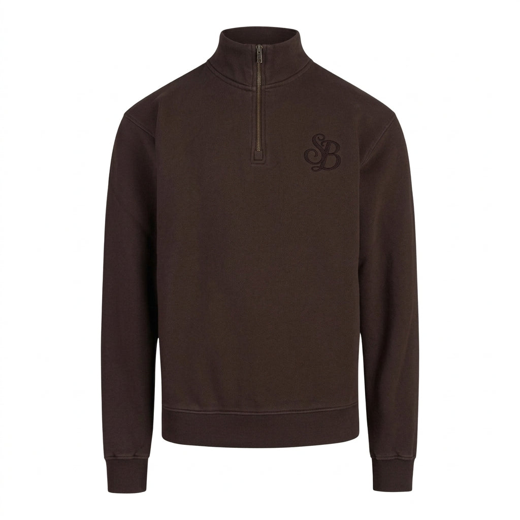 Felpa MC2 Saint Barth Kenneth Mezza Zip Brown - Vista Frontale