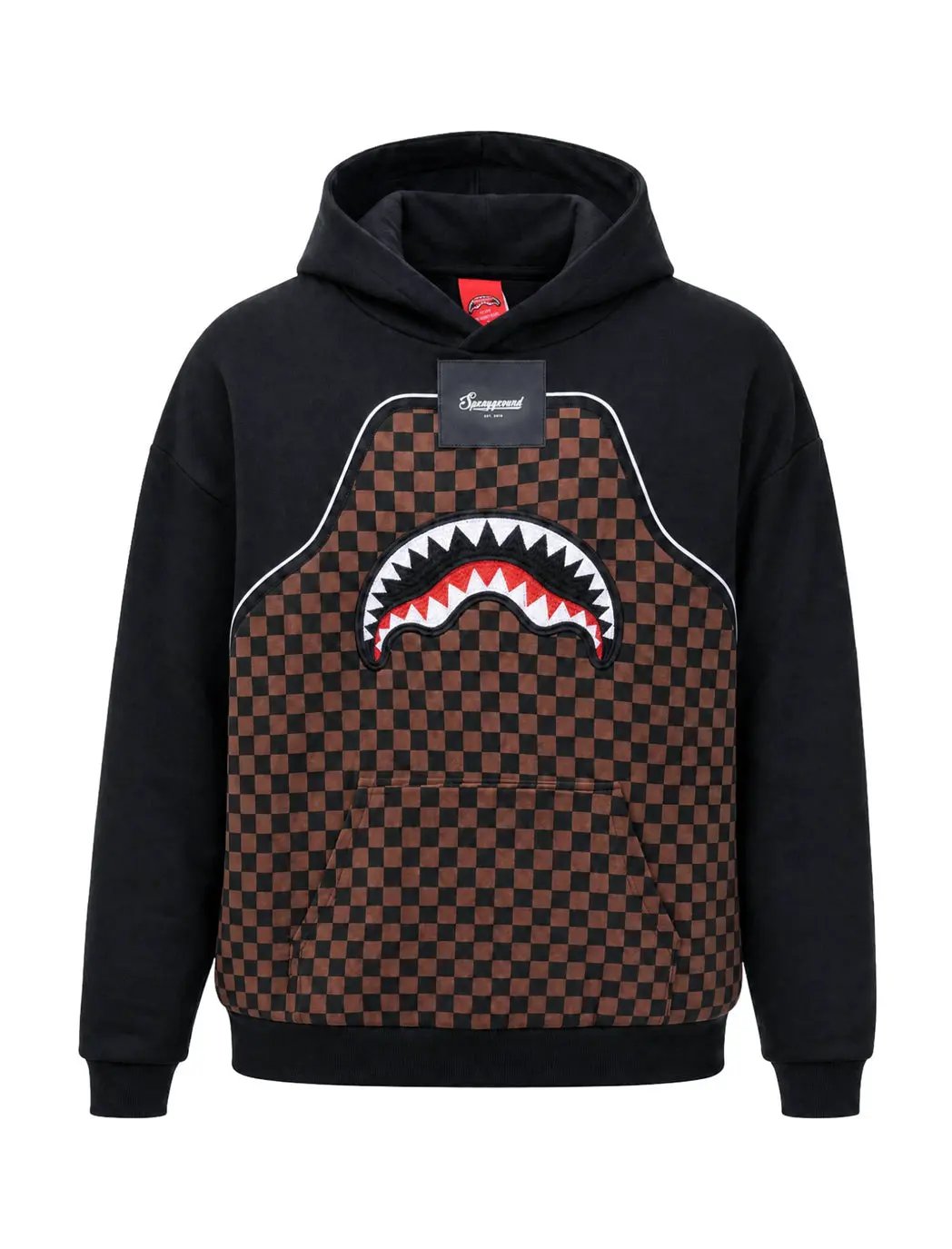 Felpa con cappuccio Sprayground SP933G Checkered Contrast Comfy - Dettaglio patch e texture