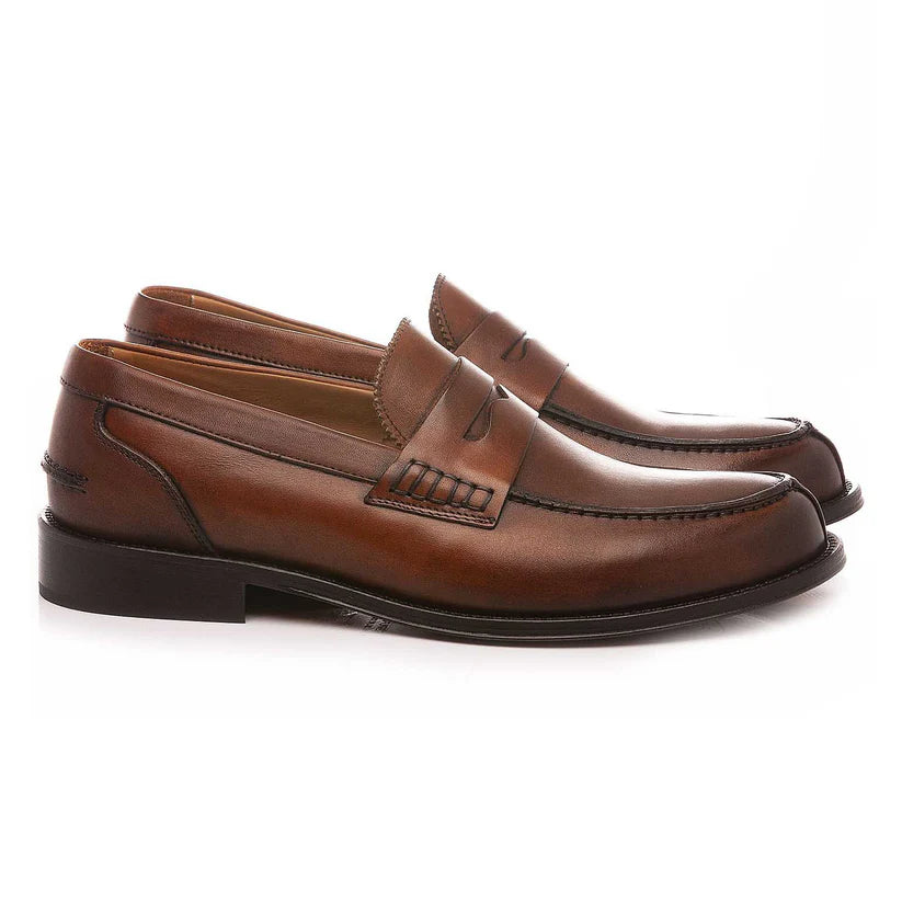 Mocassins en cuir EXTON 2102, cuir brossé, style universitaire