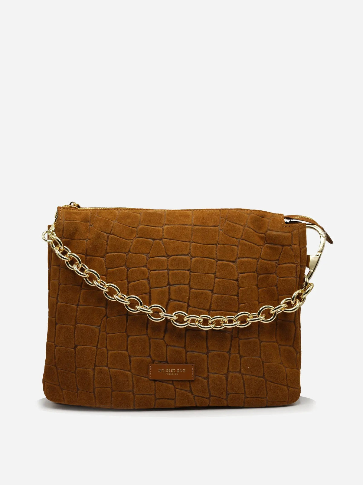 MY BEST BAG FIRENZE Borsa Reflex Big Croco Suede Cognac