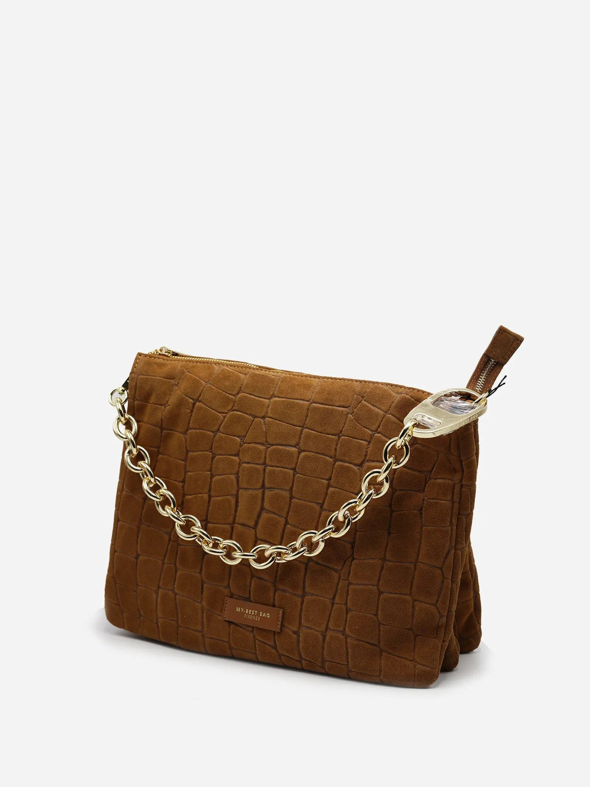 MY BEST BAG FIRENZE Borsa Reflex Big Croco Suede Cognac - Dettaglio