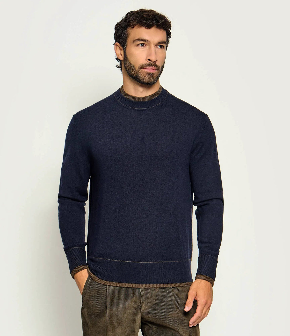 Paolo Pecora Maglia Girocollo Doppio Collo A007 F009 - Blu