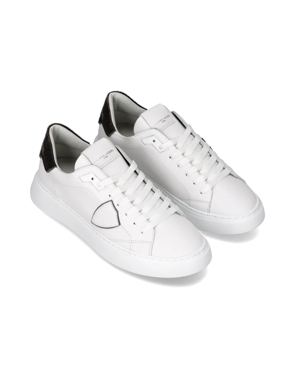 PHILIPPE MODEL BTLU VVC1  SNEAKER TEMPLE LOW VEAU CRACKLE' BLANC NOIR - Atelier Fratelli Carbè