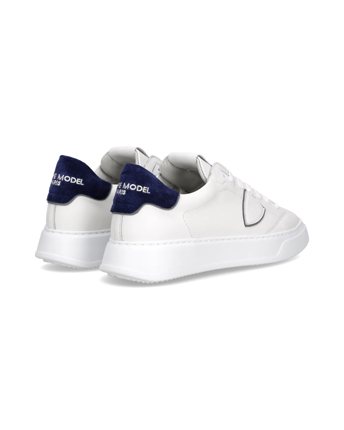PHILIPPE MODEL BTLU VD23  SNEAKER TEMPLE LOW VEAU DAIM BLANC BLEU - Atelier Fratelli Carbè