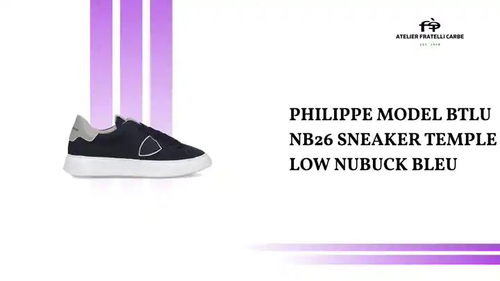 PHILIPPE MODEL BTLU NB26 SNEAKER TEMPLE LOW NUBUCK BLEU by@Outfy
