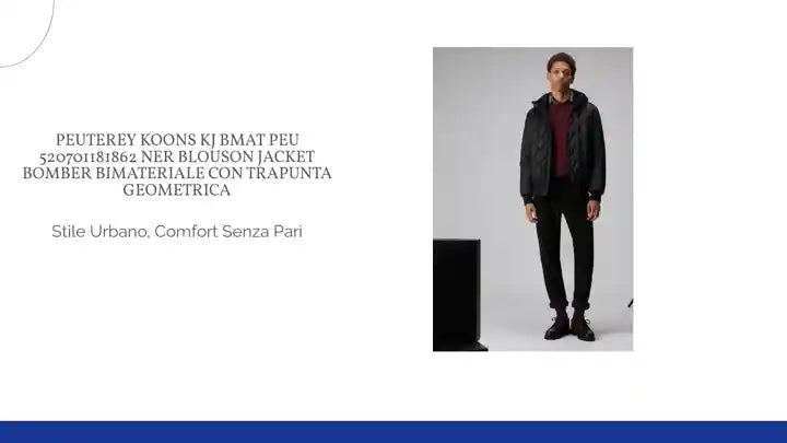 PEUTEREY KOONS KJ BMAT PEU 520701181862 NER BLOUSON JACKET BOMBER BIMATERIALE CON TRAPUNTA GEOMETRICA by@Outfy