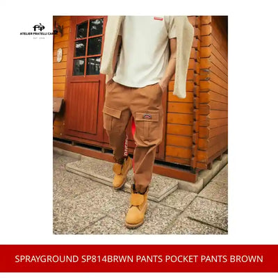 SPRAYGROUND SP814BRWN PANTS POCKET PANTS BROWN by@Outfy