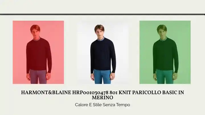Harmont&amp;Blaine HRP001030478 801 KNIT PARICOLLO BASIC IN MERINO by@Outfy