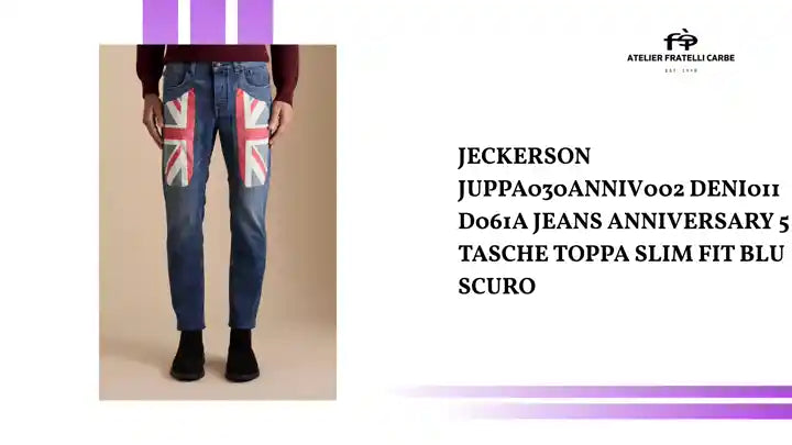 JECKERSON JUPPA030ANNIV002 DENI011 D061A JEANS ANNIVERSARY 5 TASCHE TOPPA SLIM FIT BLU SCURO by@Outfy