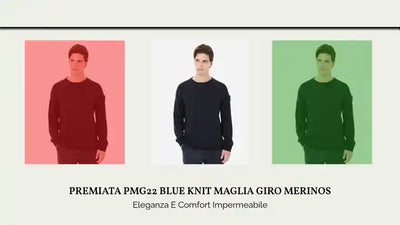 PREMIATA PMG22 BLUE KNIT MAGLIA GIRO MERINOS by@Outfy