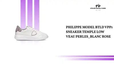 PHILIPPE MODEL BTLD VPP1 SNEAKER TEMPLE LOW VEAU PERLES_BLANC ROSE by@Outfy