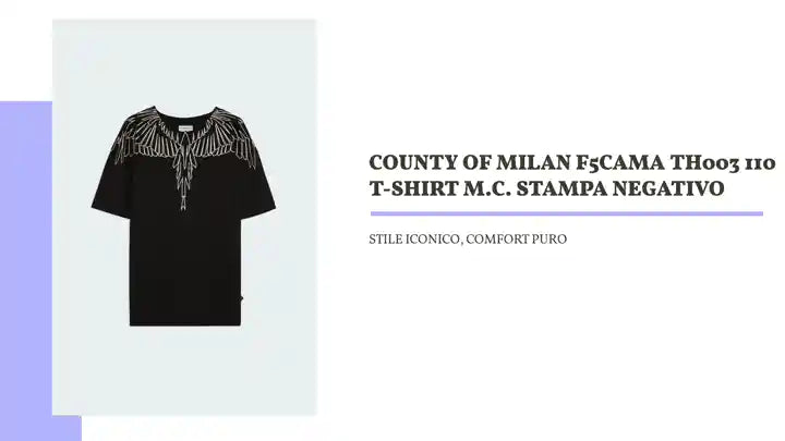 COUNTY OF MILAN F5CAMA TH003 110 T-SHIRT M.C. STAMPA NEGATIVO by@Outfy