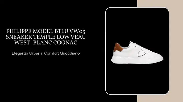 PHILIPPE MODEL BTLU VW03 SNEAKER TEMPLE LOW VEAU WEST_BLANC COGNAC by@Outfy