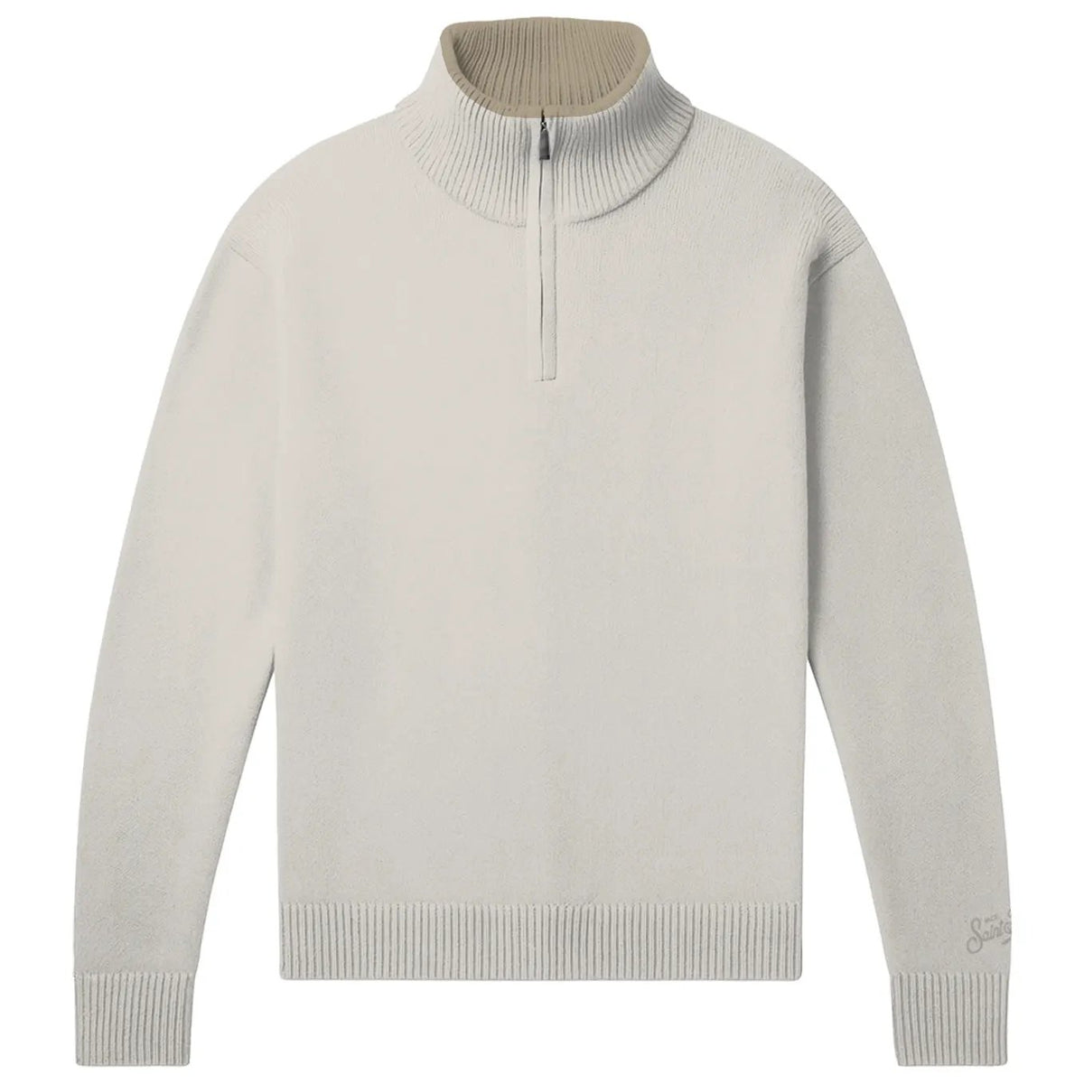 MC2 Saint Barth Maglione Mezza Zip Jermyn Lambswool White JERM003
