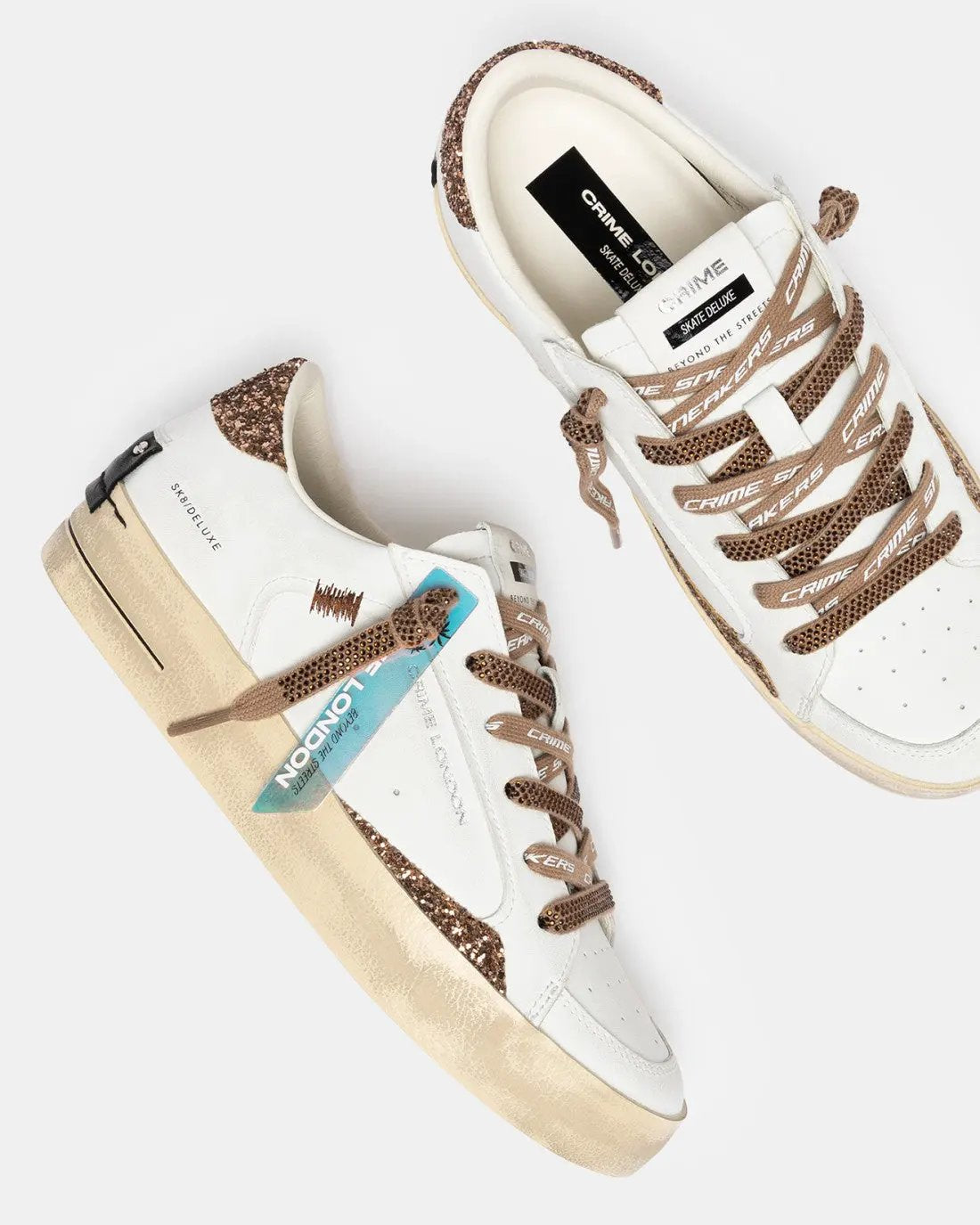 Crime London Skate Almond Drizzle dettaglio suola in gomma effetto used
