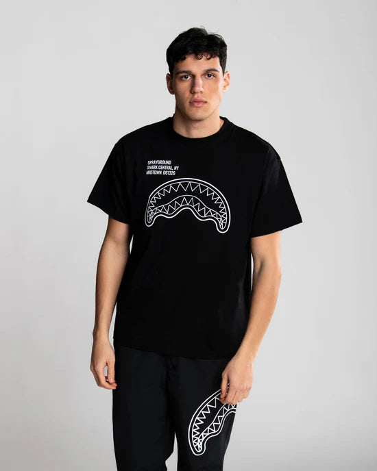 SPRAYGROUND SP831BLK  T-SHIRT SHARK CENTRAL NEW REGULAR T-SHIRT BLK - Atelier Fratelli Carbè
