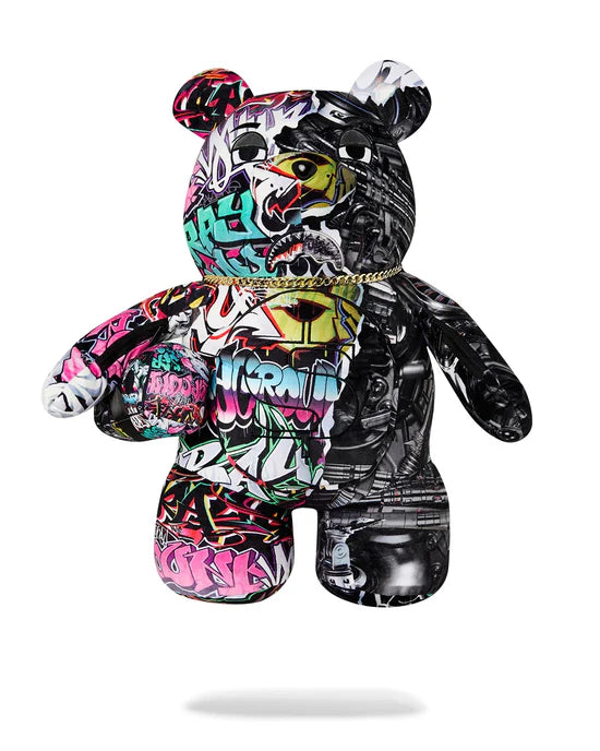 SPRAYGROUND B8052  BACKPACK SPLIT CYBERSHARK MONEYBEAR TEDDY BEAR - Atelier Fratelli Carbè