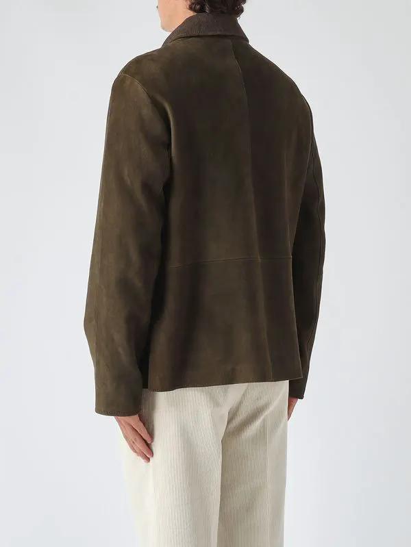 Giacca Gordon The Jack Leathers in pelle suede verde scuro - vista retro