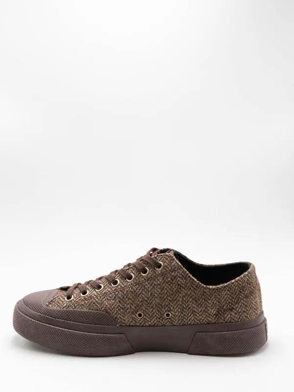 Sneakers Uomo Superga Artifact Works in Lana Patchwork Marrone S2168YW - Vista Posteriore Dettaglio Tallone