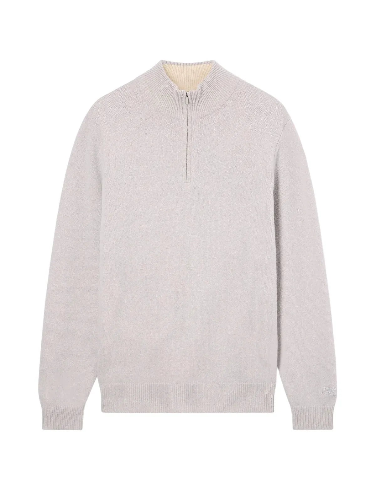 SAINT BARTH JERM003 / 0023M KNIT JERMYN CONTRAST LAMBSWOOL HALF ZIP SWEATER WHITE by SAINT BARTH