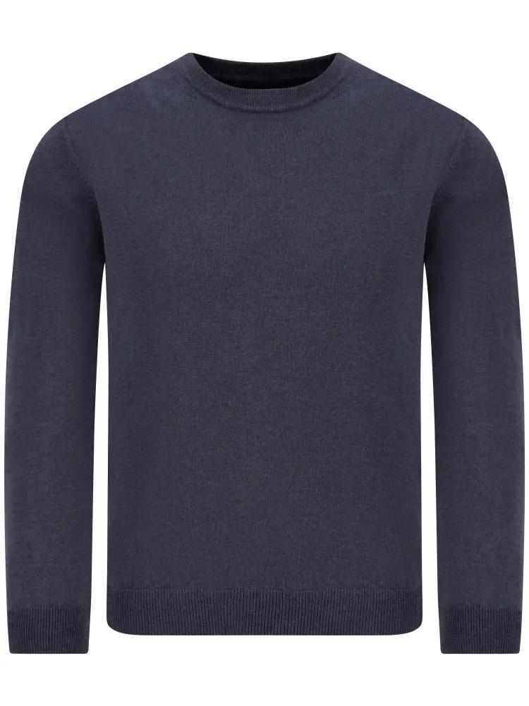 Woolrich Maglia Girocollo Garment Dyed Knitted Crewneck Melton Blue