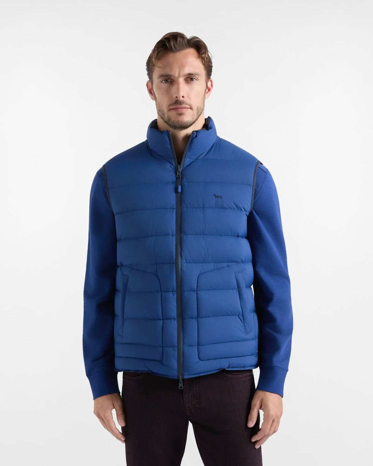 Gilet uomo reversibile Harmont & Blaine in ripstop blu vista frontale