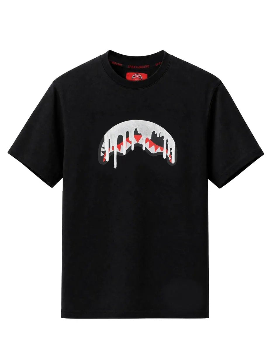 T-shirt Sprayground Silver Drip SP996BLK nero vista frontale